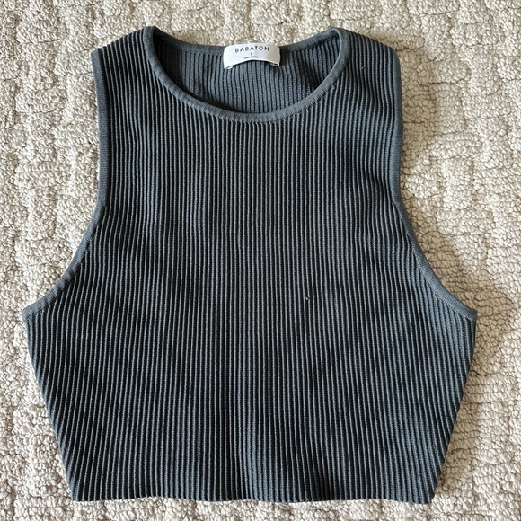 Aritzia Babaton Sculpt Knit Racer Tank Green Size S - Picture 1 of 4